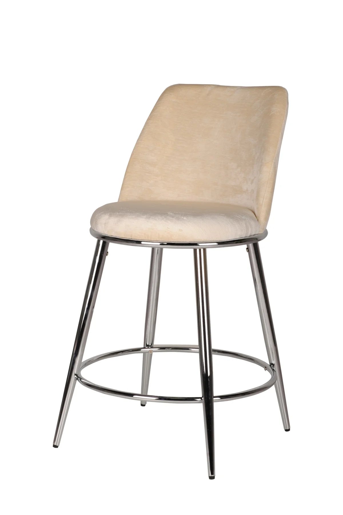 Ensemble de 2 Tabourets de Comptoir Nova - Beige et Chrome