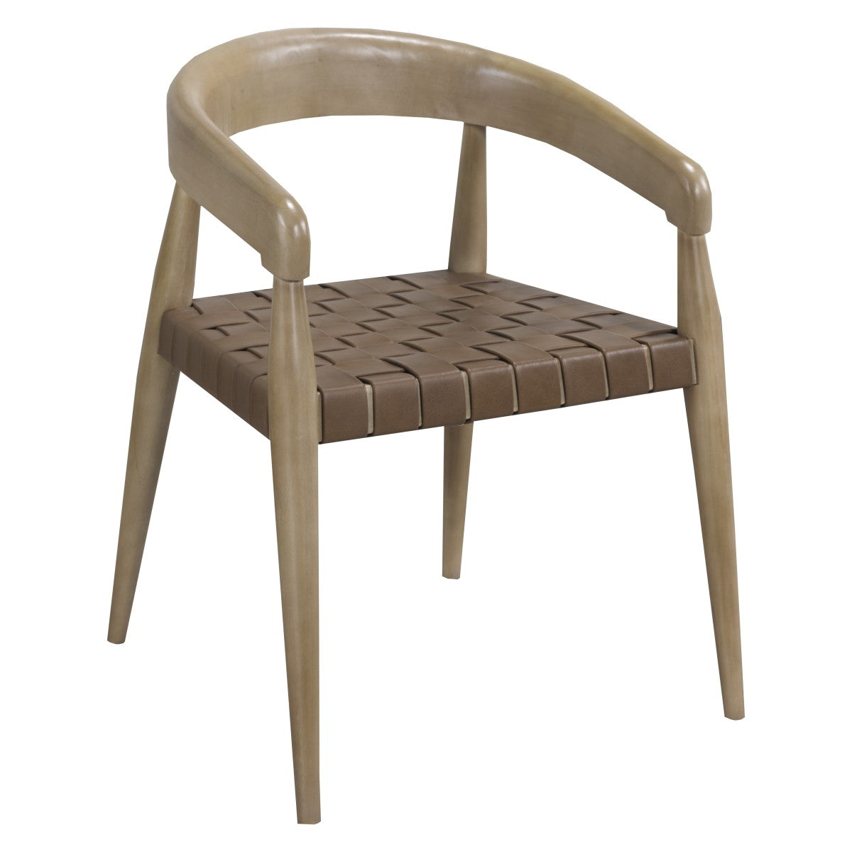 Chaise Alessio en bois massif chêne | Assise en cuir tressé