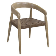 Chaise Alessio en bois massif chêne | Assise en cuir tressé