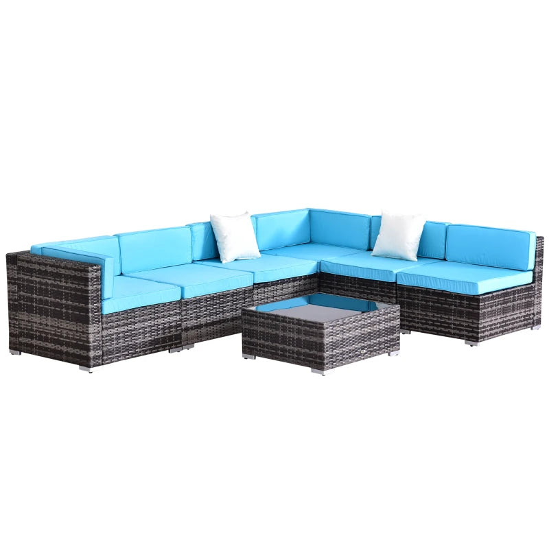 Ensemble de canapés de patio sectionnels en osier d'extérieur, 7 pièces