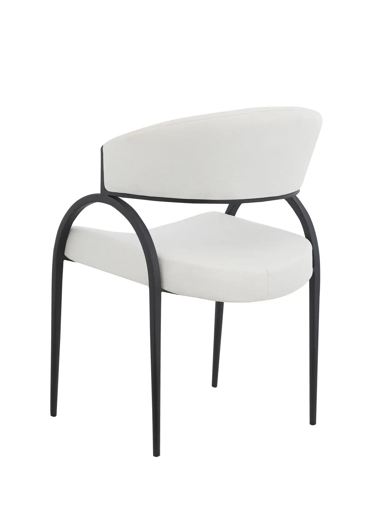 Chaises Alessia en tissu crème | Cadre incurvé en fer noir (Duo)