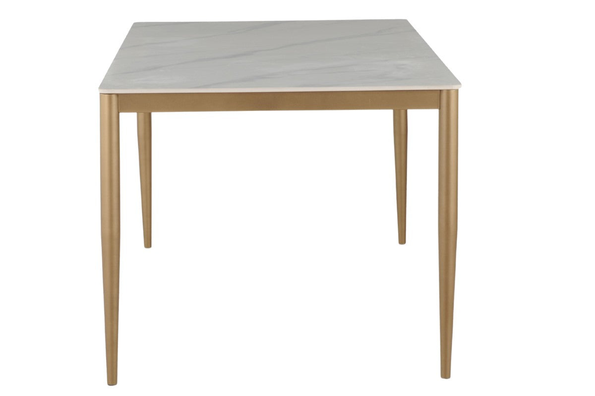 Table à manger blanche et dorée Emilia - Plateau Céramique