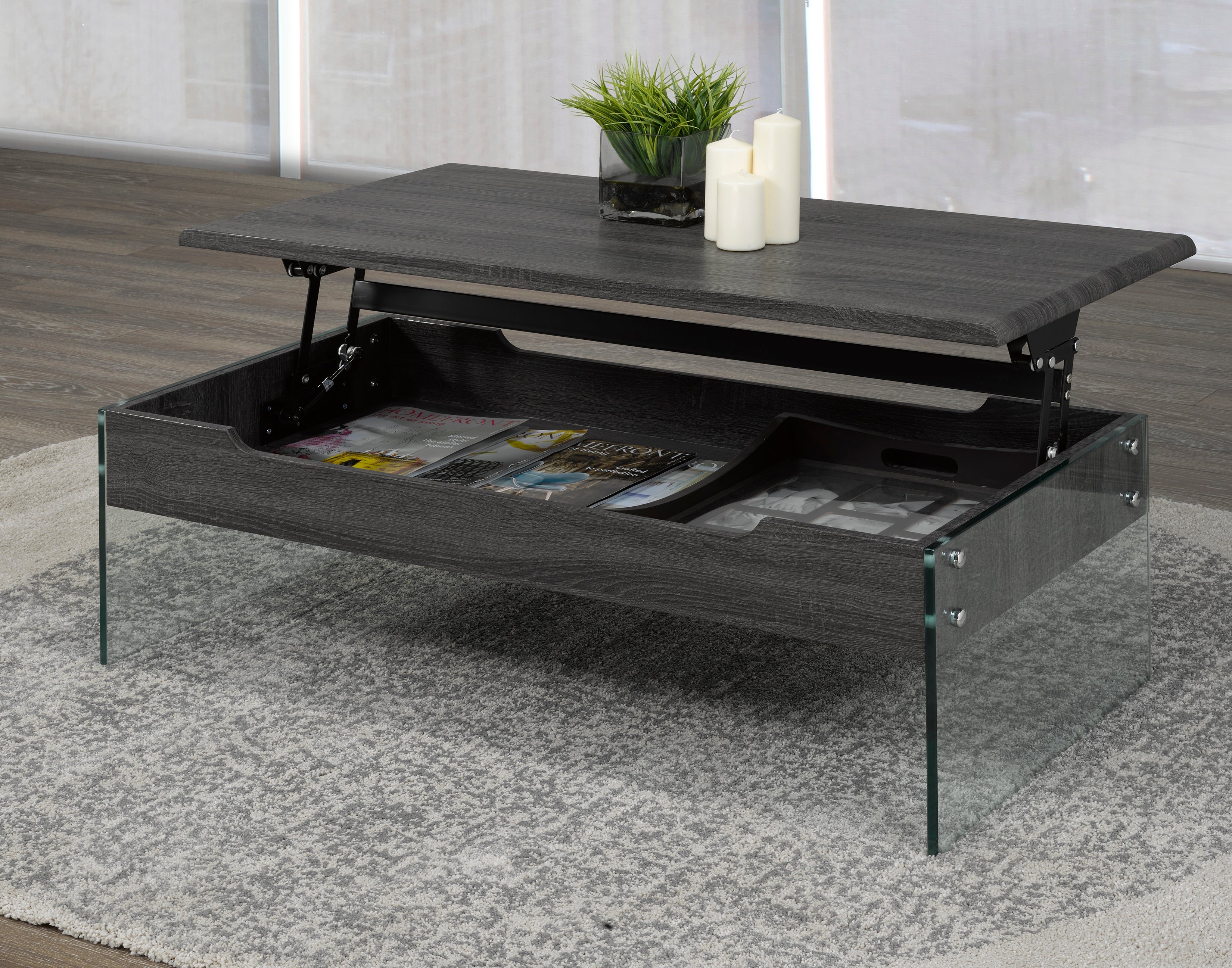 TABLE BASSE - GRIS ( Meuble Mtl )
