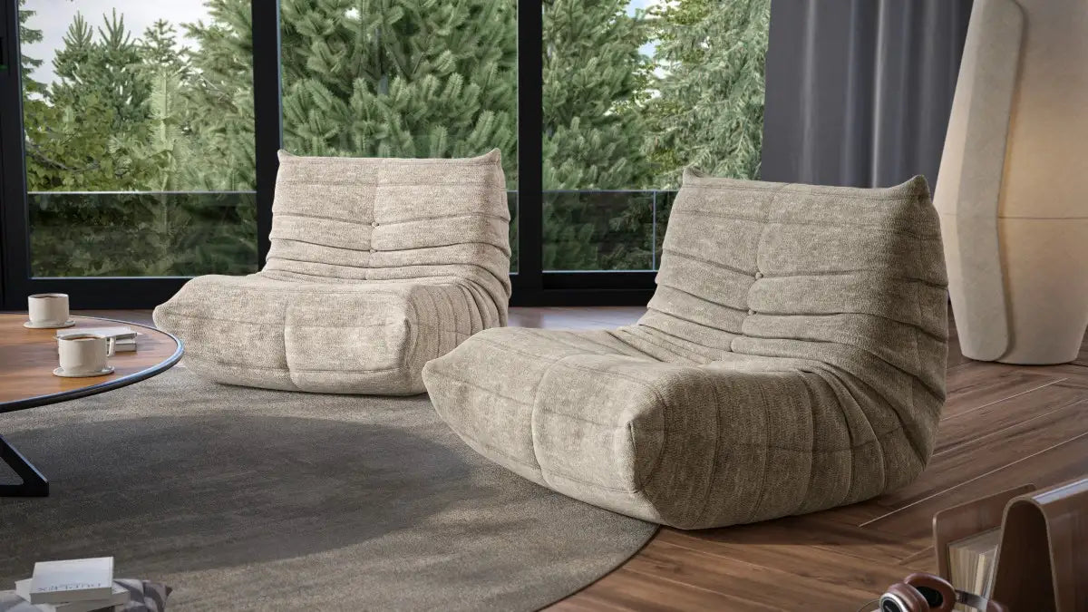 Fauteuil d'appoint Kendall Taupe | Design plissé et mousse 60D