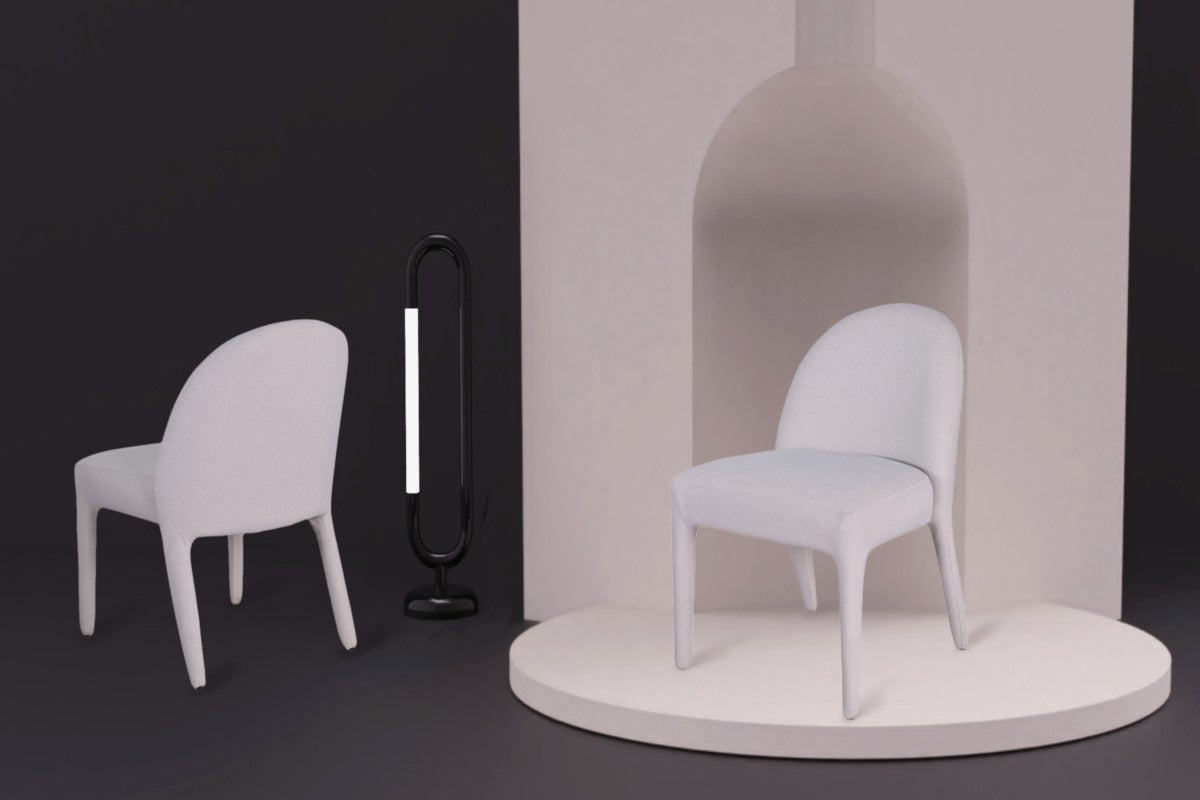 Chaises Dafne en tissu beige | Design incurvé et minimaliste (Set de 2)