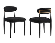 Chaises de repas Kodi en tissu noir | Cadre en métal (Set de 2)