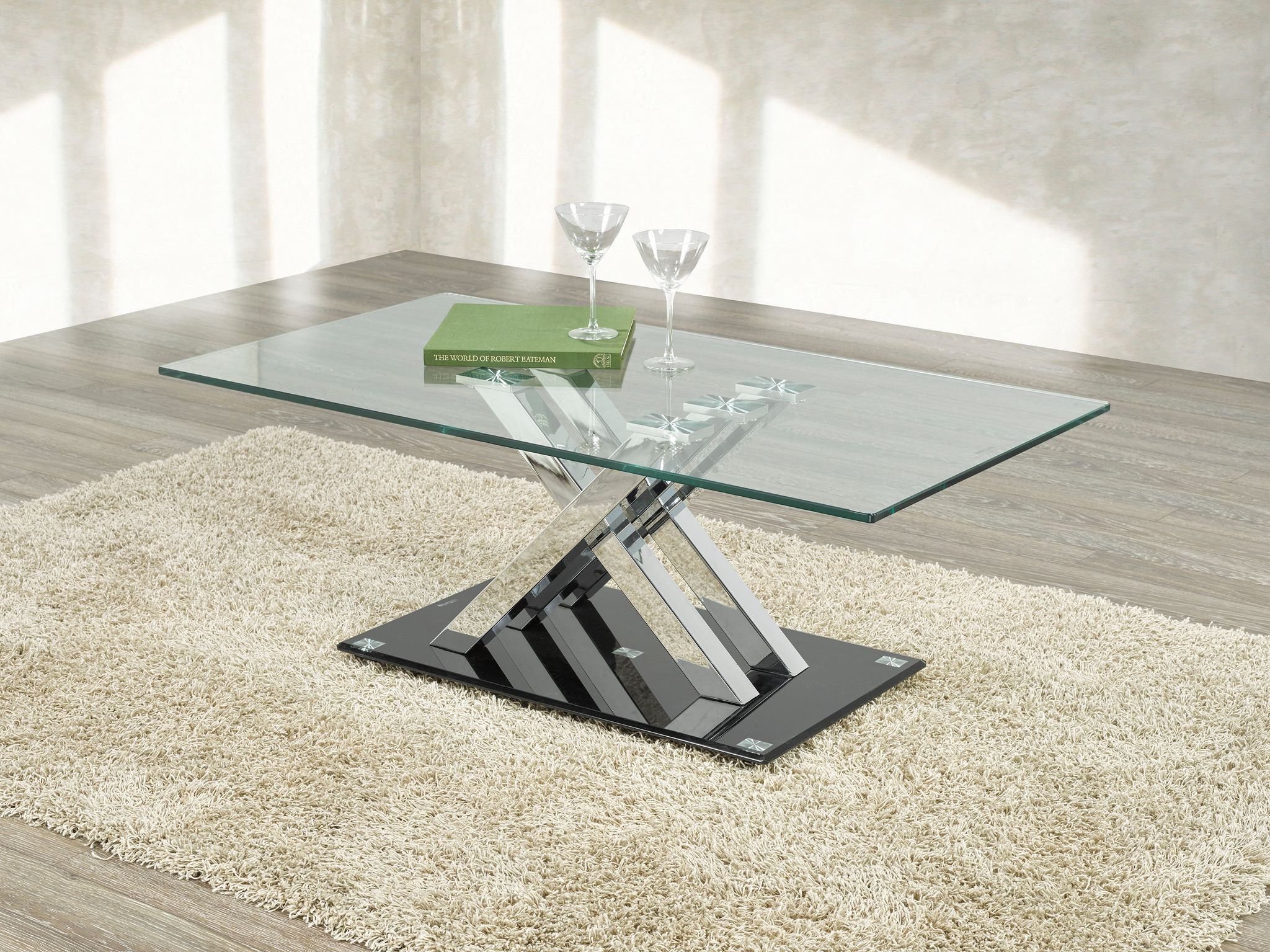 TABLE BASSE - ARGENT/NOIR ( Meuble Mtl ) 