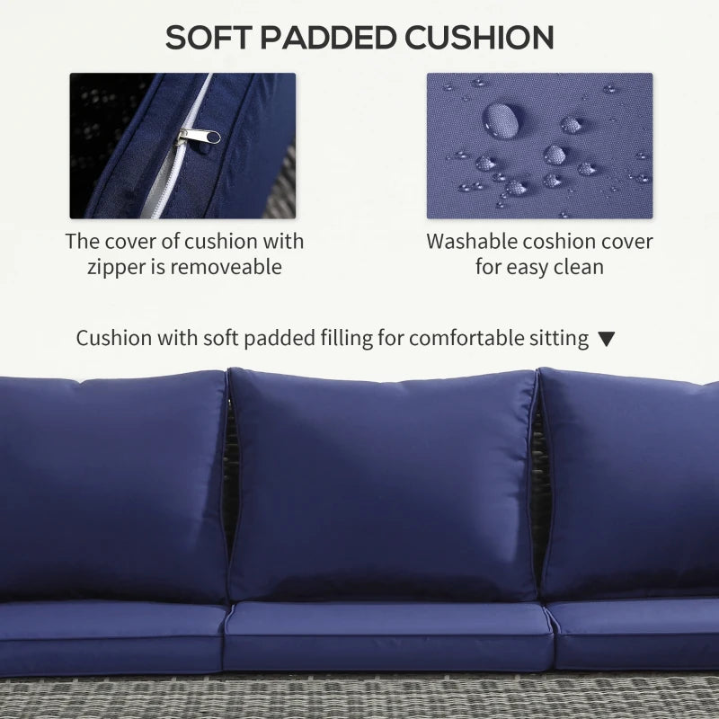 Ensemble de canapé d'extérieur en osier et rotin, 6 pièces, ensemble de meubles de conversation de Patio sectionnel avec Table de rangement et coussin
