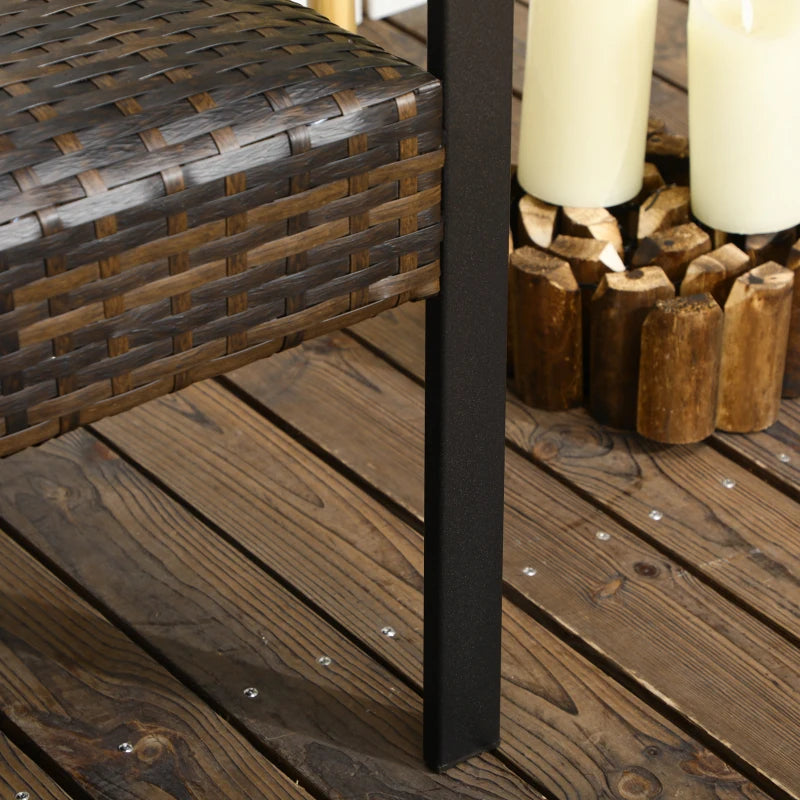 Causeuse en osier, canapé de meubles de patio pour 2 personnes, canapé d'extérieur en rotin avec mousse à séchage rapide et cadre en acier pour balcon, terrasse, jardin et bord de piscine, marron