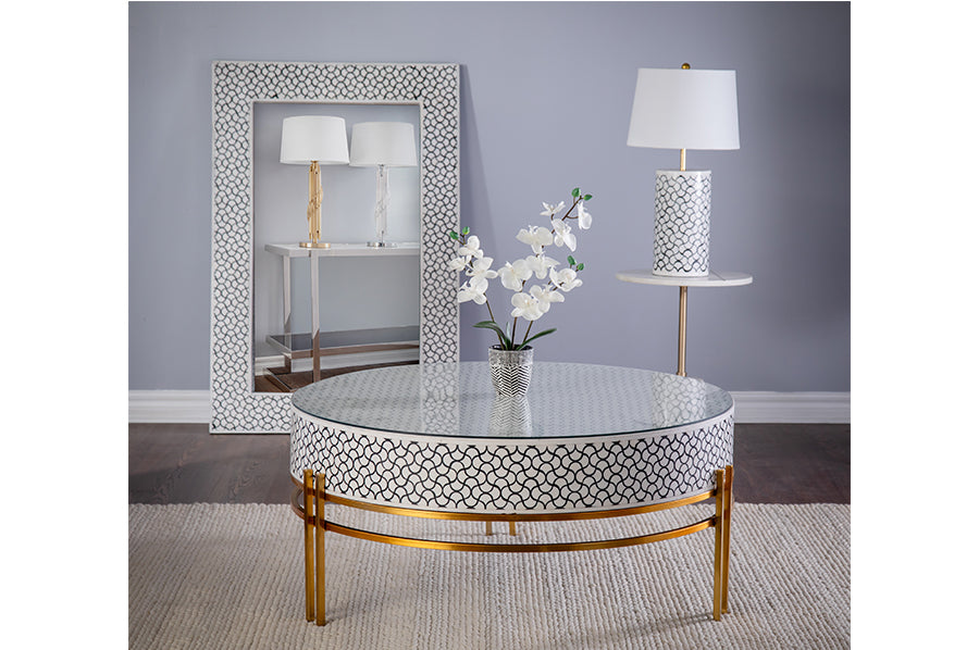 Table basse avec incrustation de globe