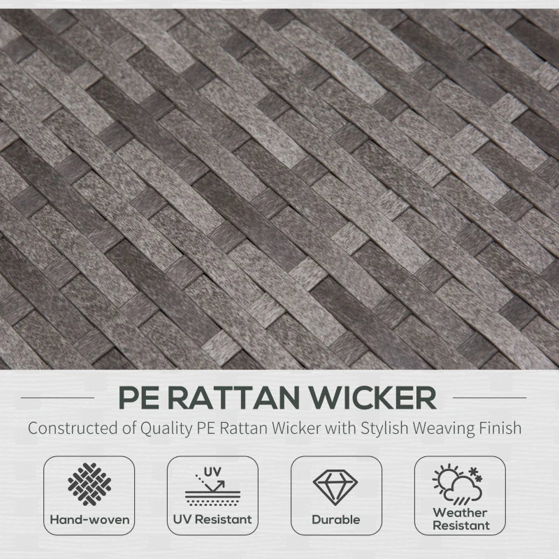 Ensemble de meubles de patio en osier 3 pièces, ensemble de canapé d'extérieur avec plateau en verre, coussins cadre en métal pour balcon, patio, gris