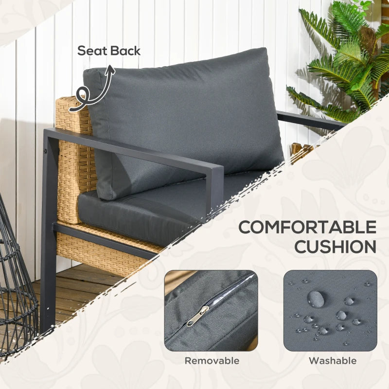 Ensemble de meubles de Patio 6 pièces avec canapé, fauteuil, tabouret, Table, coussins, ensemble de canapé de Conversation d'extérieur en osier