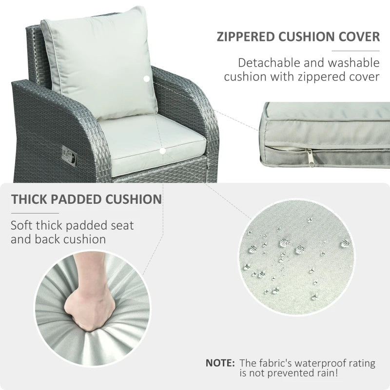 Ensemble de canapé d'extérieur en rotin et osier, 6 pièces, meubles de Patio tous temps avec Table à thé et coussin pour jardin d'arrière-cour gris