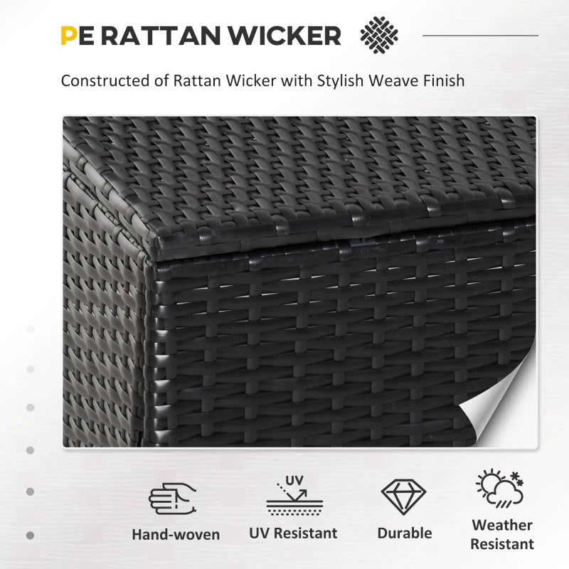 Ensemble de 6 meubles de patio en osier et rotin PE avec coussins épais, canapé sectionnel de jardin de luxe avec table en verre, noir et bleu foncé