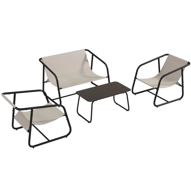 Ensemble de canapé de jardin, ensemble de meubles de conversation de patio 4 pièces avec Table en verre, maille respirante, blanc crème