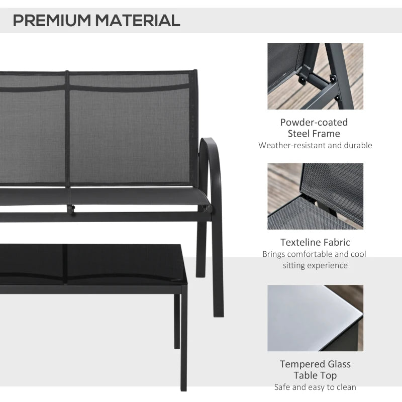 Ensemble de meubles de patio en 4 pièces ensemble de conversation avec des causeuses, des chaises simples et une table basse pour le balcon au bord de la piscine de l'arrière-cour