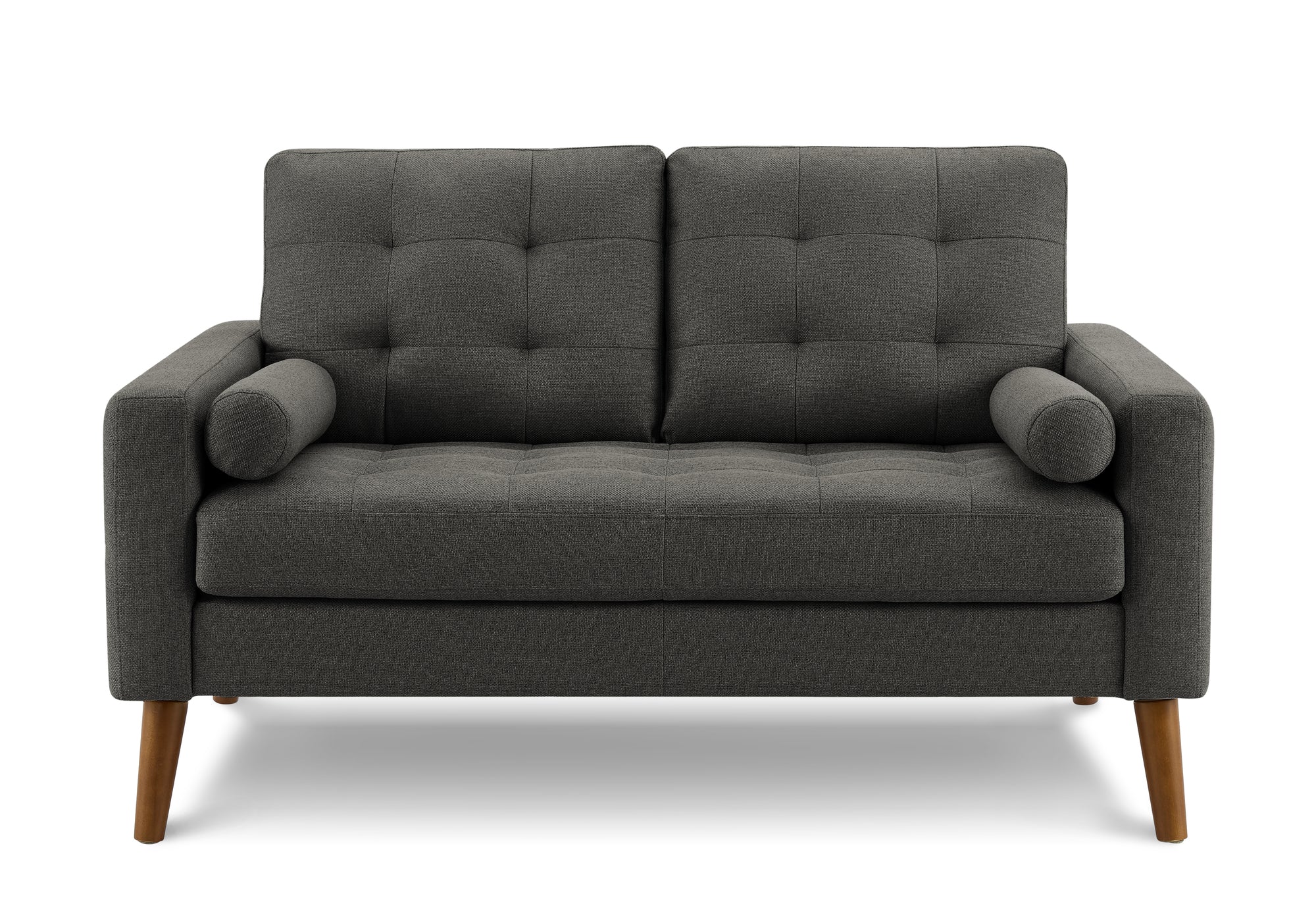 LOVE SEAT - 58"L WITH 2 PILLOWS / DARK GREY FABRIC #LUMOS-17 8J12L17