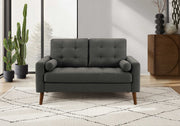 LOVE SEAT - 58"L WITH 2 PILLOWS / DARK GREY FABRIC #LUMOS-17 8J12L17