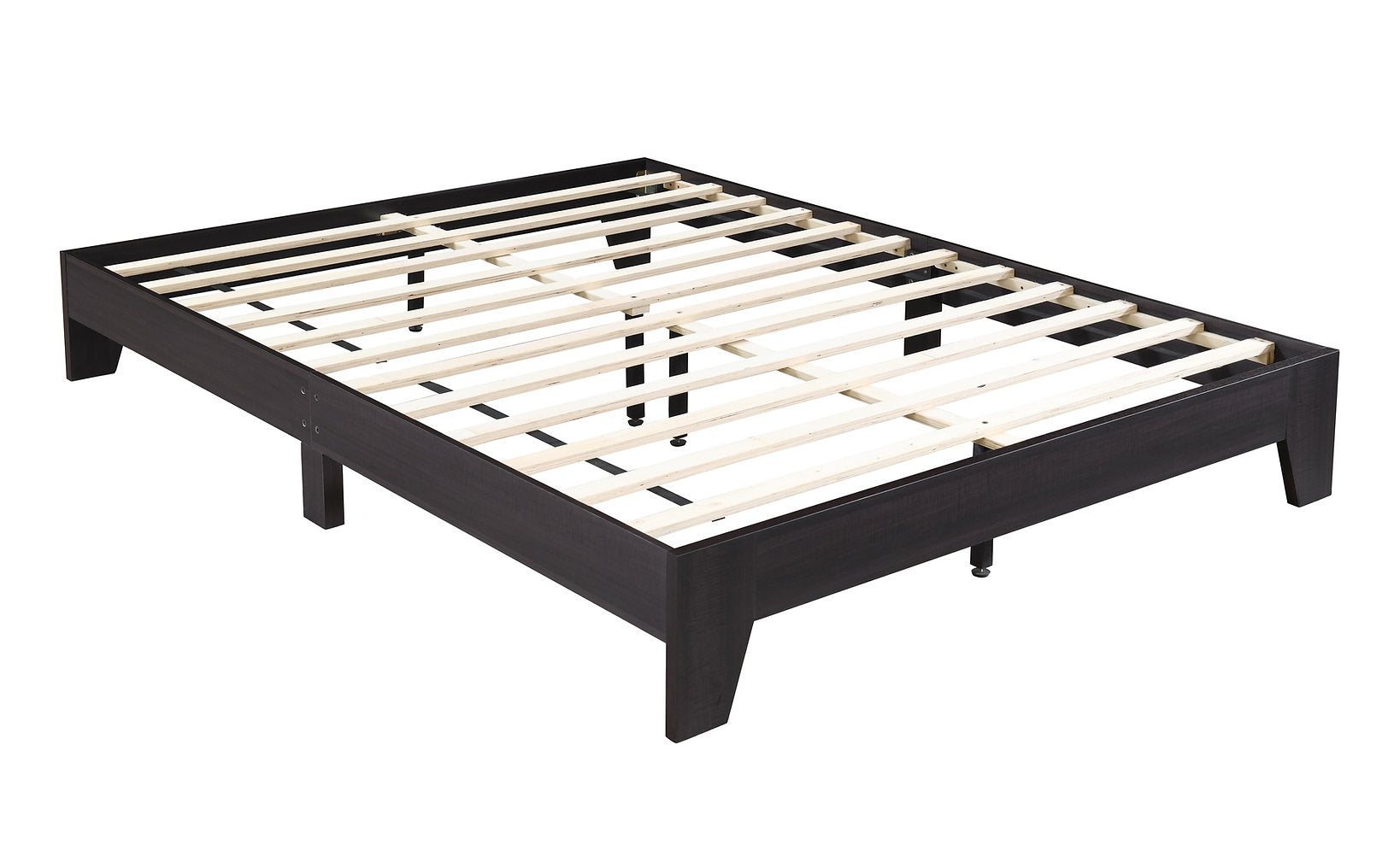 Lit plateforme en bois d'essence et placage - Support de matelas inclus, couleur espresso ( Meuble Mtl )