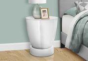 NIGHTSTAND - 22"H / WHITE TEXTURED IRON METAL DRUM END / I 3921