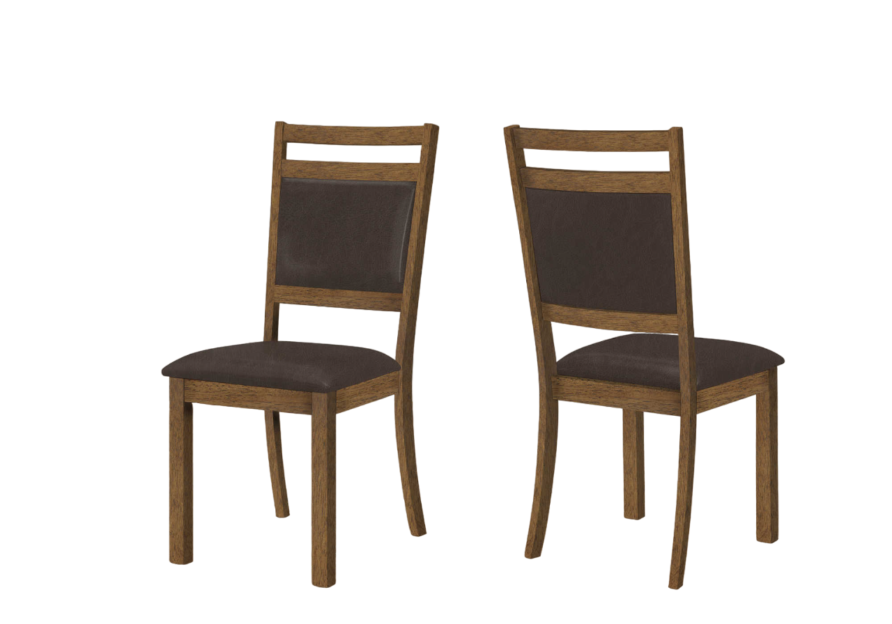CHAISE DE SALLE À MANGER - 2PCS / 40"H NOYER BRUN / PU BRUN FONCÉ ( Meuble Mtl ) 