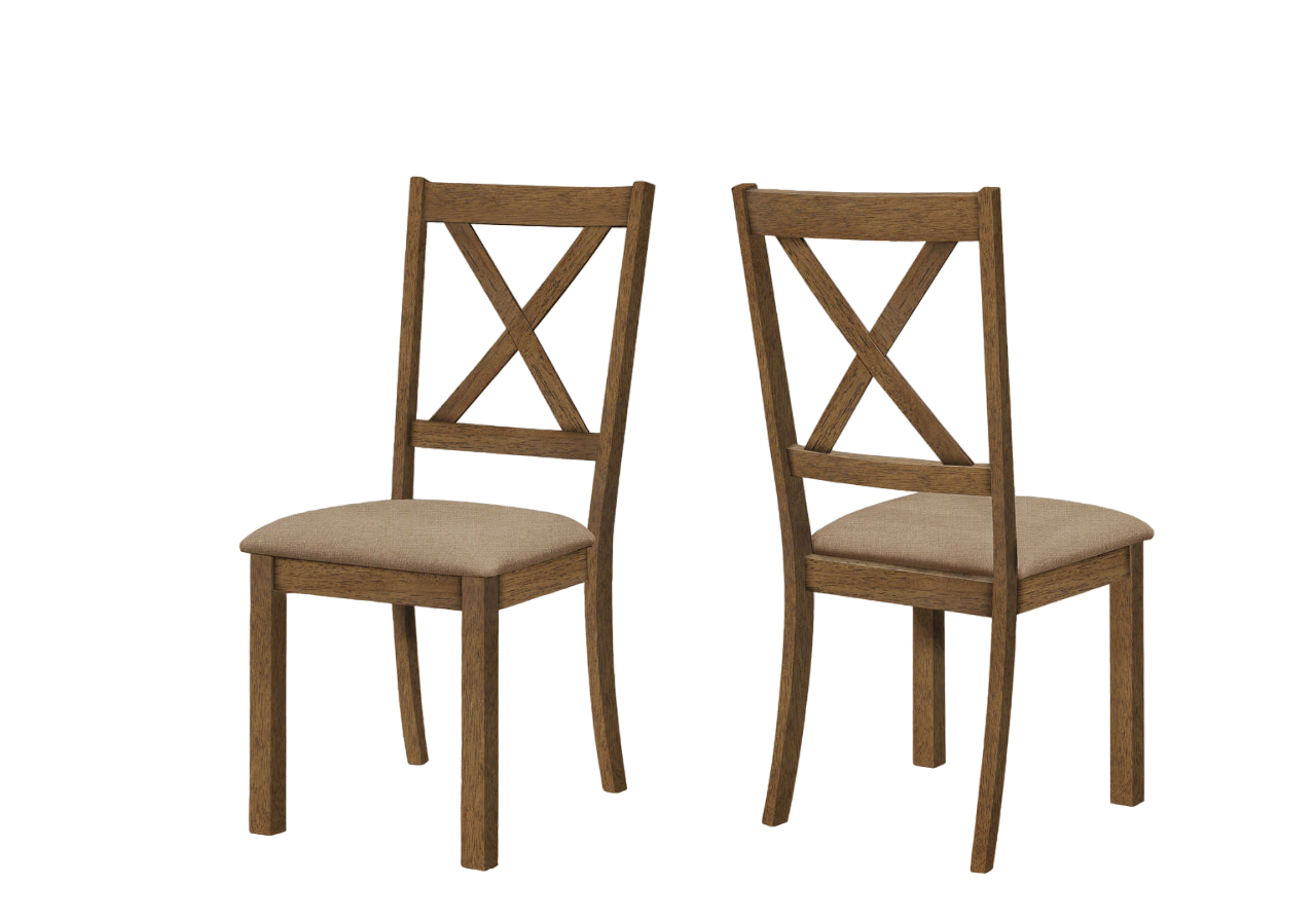 CHAISE DE SALLE À MANGER - 2PCS / 40"H NOYER BRUN / TISSU BEIGE ( Meuble Mtl ) 
