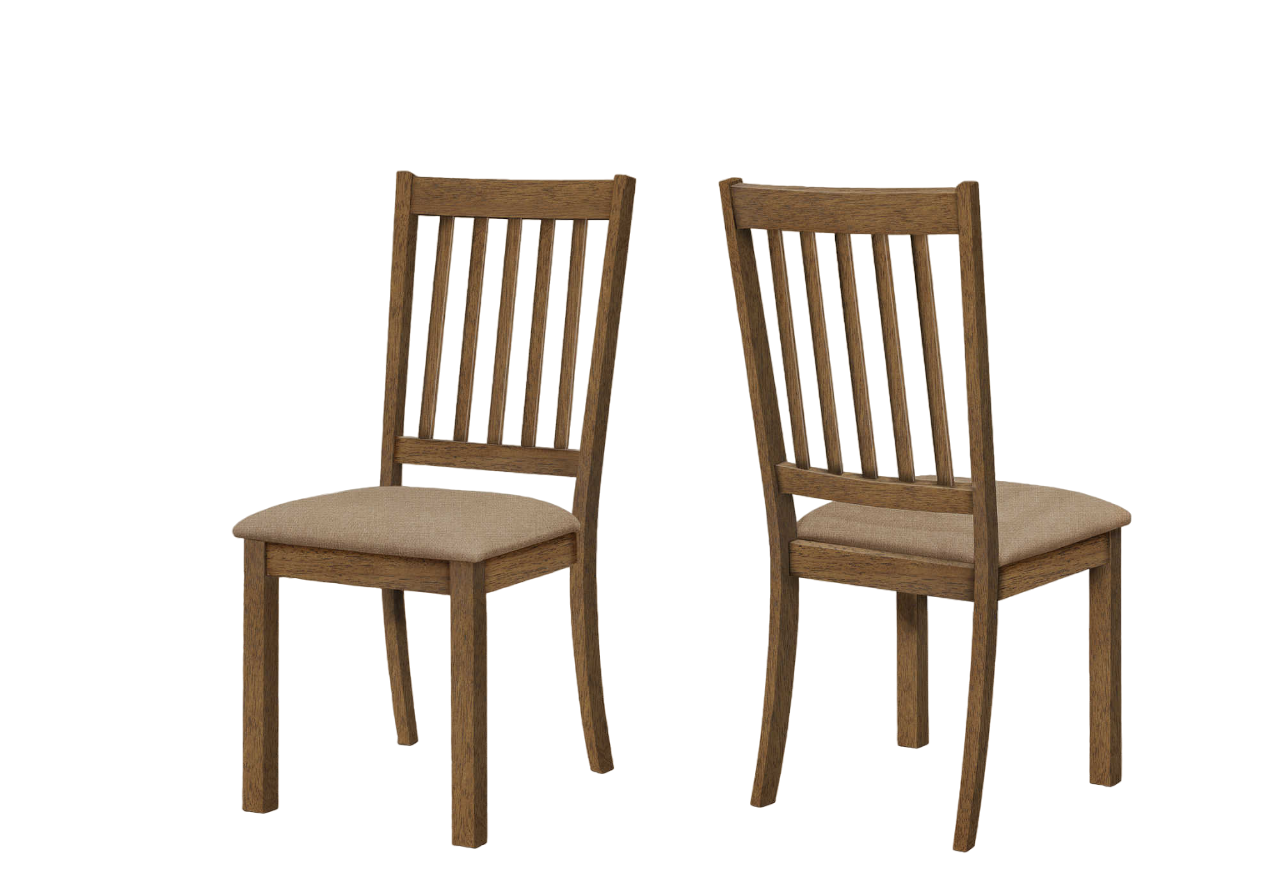 CHAISE DE SALLE À MANGER - 2PCS / 40"H NOYER BRUN / TISSU BEIGE ( Meuble Mtl ) 