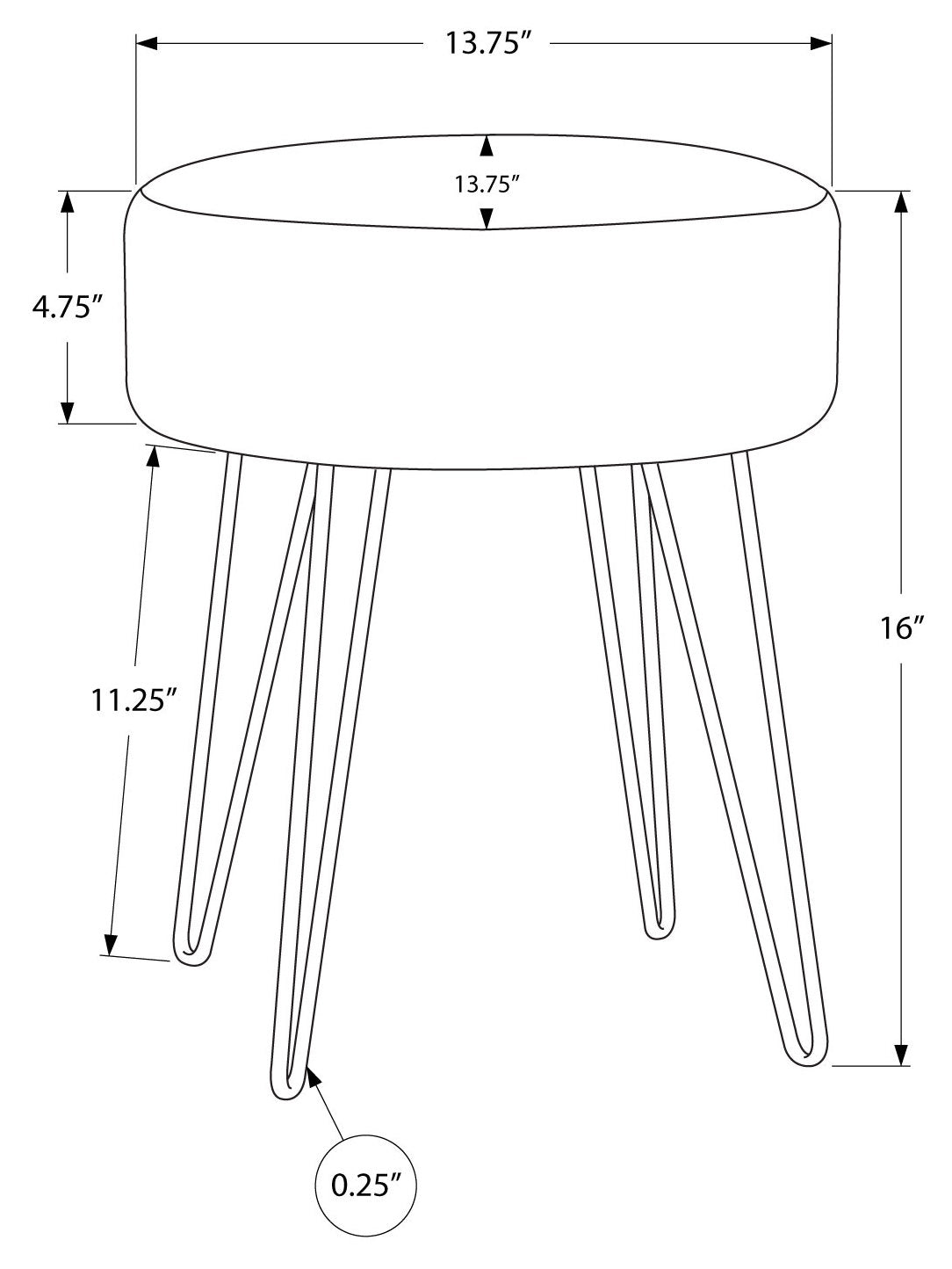 Pouf – tissu prune / pieds en métal doré :I 9001