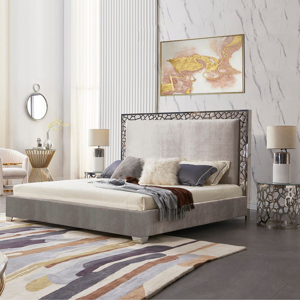 Lit Wellington : Velours Gris
