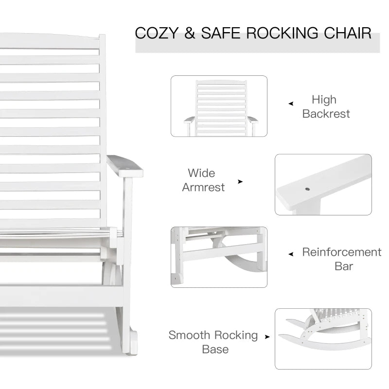 Chaise à bascule antidérapante pour balcon, jardin, terrasse, bambou blanc