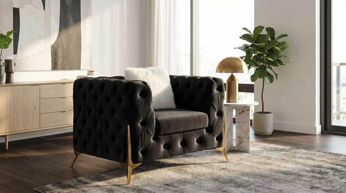Premier Home Sheila Fauteuil d'Appoint en Velours Noir