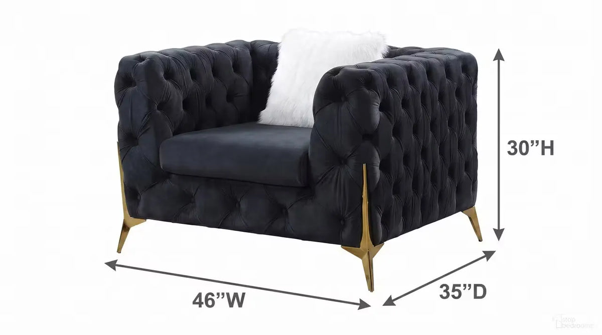 Premier Home Sheila Fauteuil d'Appoint en Velours Noir