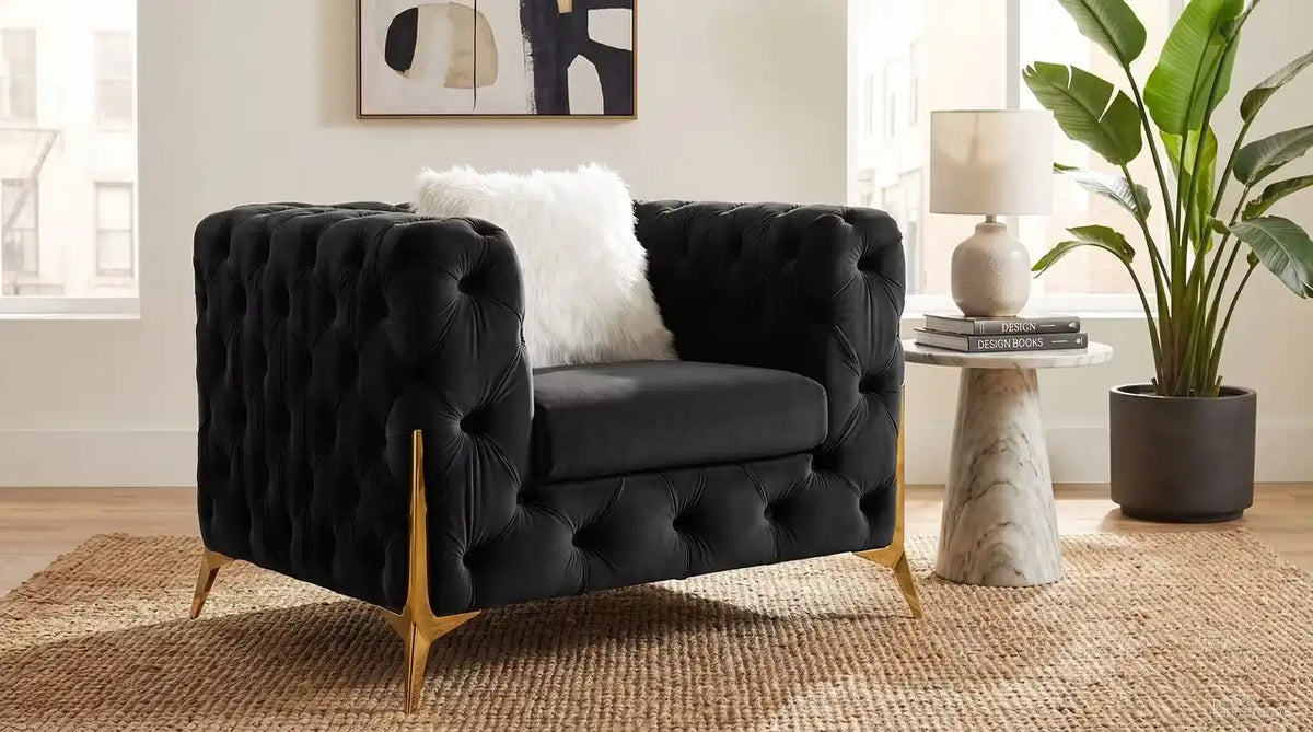 Premier Home Sheila Fauteuil d'Appoint en Velours Noir