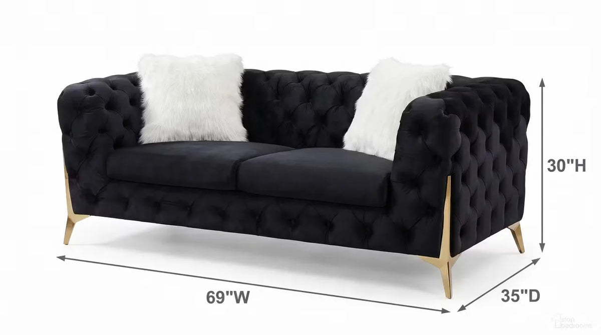 Premier Home Sheila Causeuse 2 Places en Velours Noir