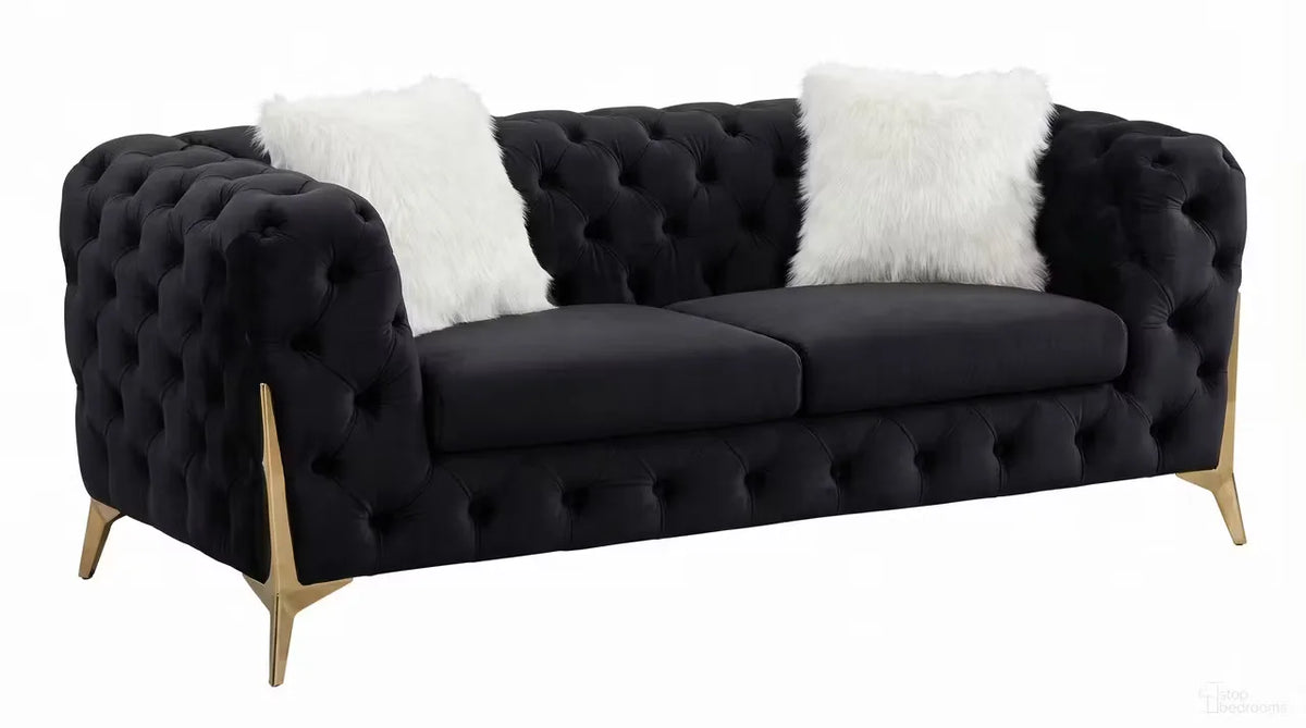 Premier Home Sheila Causeuse 2 Places en Velours Noir