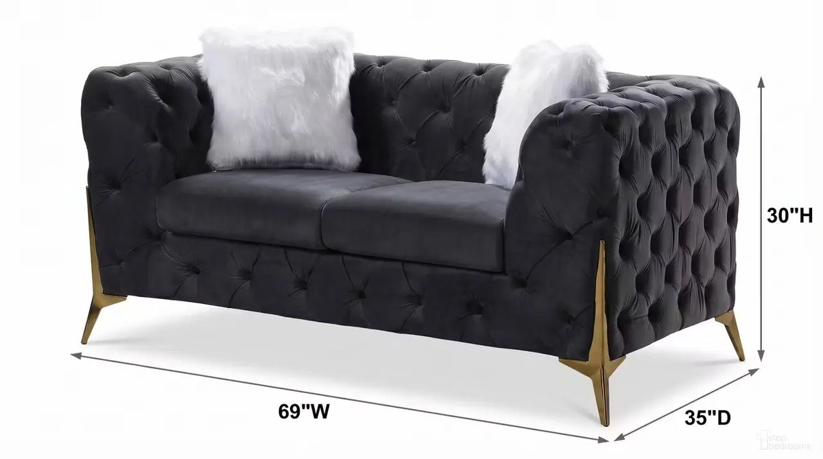 Premier Home Sheila Causeuse 2 Places en Velours Noir