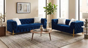 Premier Home Sheila Ensemble Salon 2 Pièces en Velours Bleu Marine