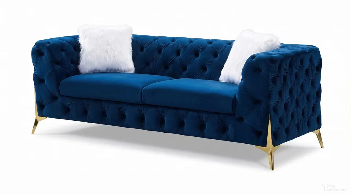 Premier Home Sheila Canapé en Velours Bleu Marine 3 Places