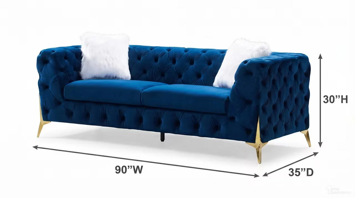 Premier Home Sheila Ensemble Salon 2 Pièces en Velours Bleu Marine
