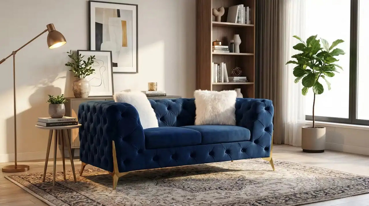 Premier Home Sheila Causeuse 2 Places en Velours Noir