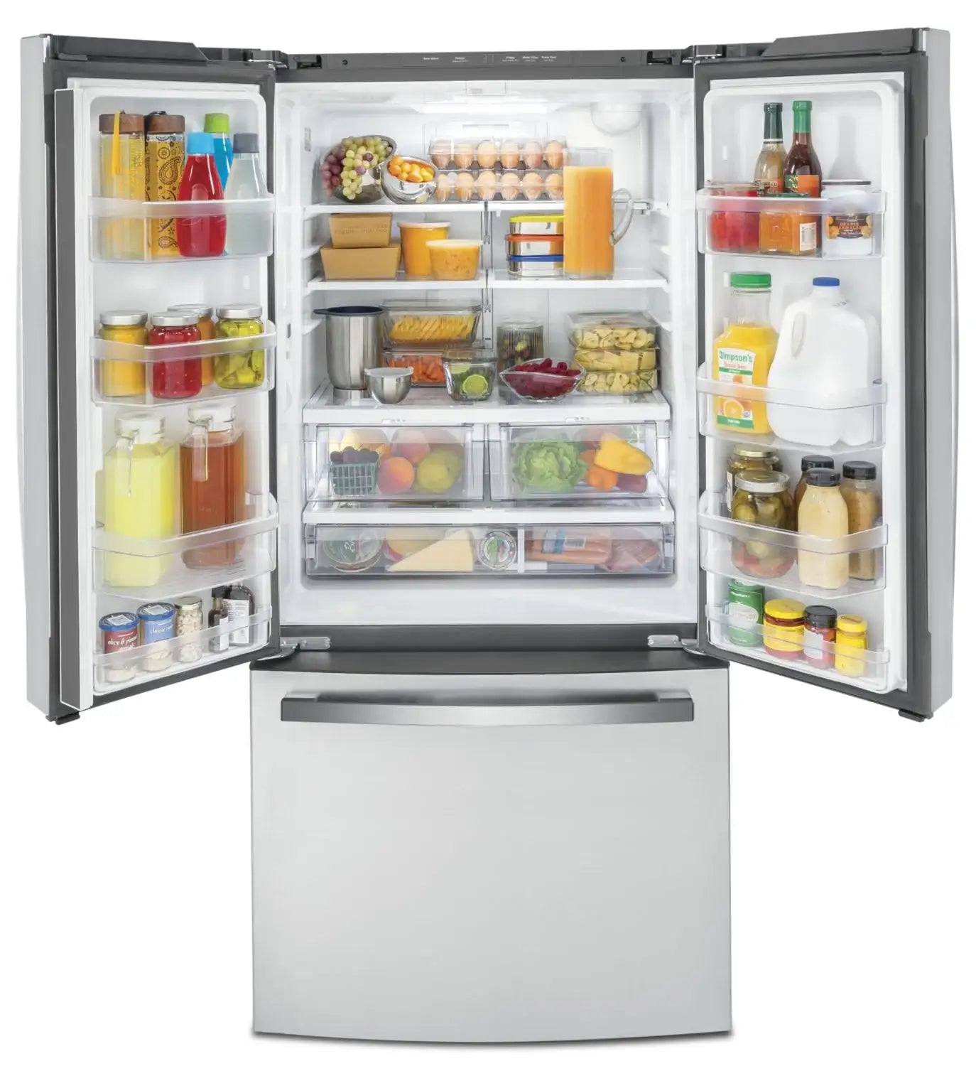 Réfrigérateur GE 33" 18,6 pi³ Portes Françaises Profondeur Comptoir Inox GWE19JYLFS