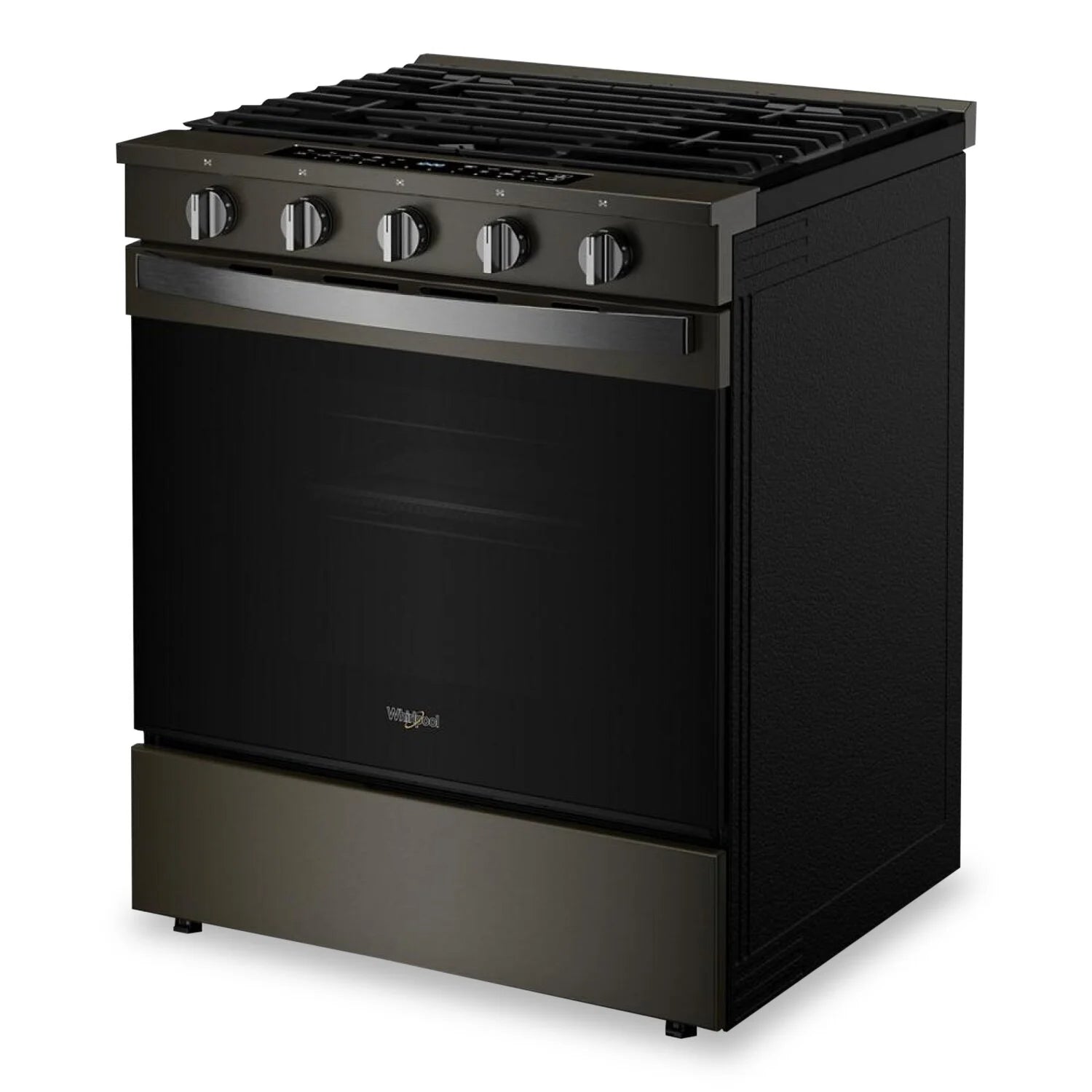 Cuisinière à gaz intelligente Whirlpool 30 po, 5 pi³, cuisson à air, acier inoxydable noir