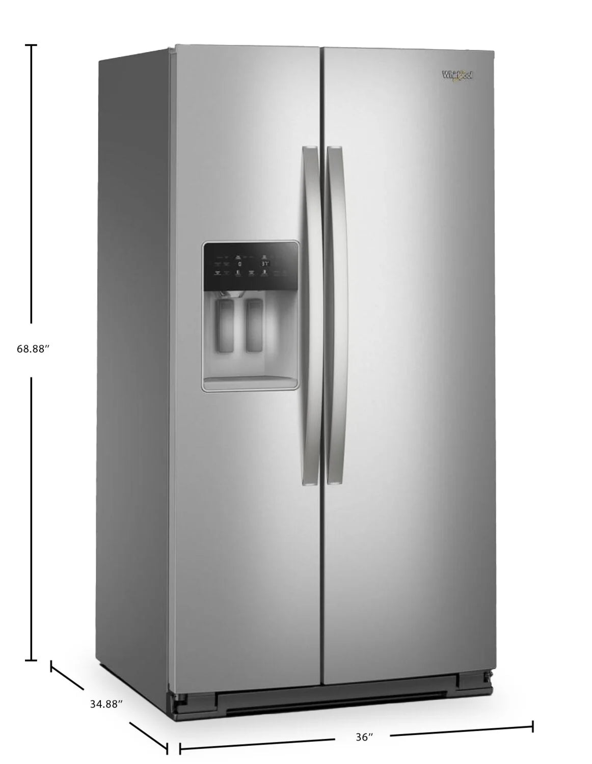 Réfrigérateur Whirlpool WRSF5536RZ juxtaposé 36 po inox résistant traces de doigts