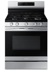 Cuisinière intelligente au gaz Samsung 30 po, 6 pi³, Wi-Fi, friture à air, acier inoxydable, NX60A6511SS