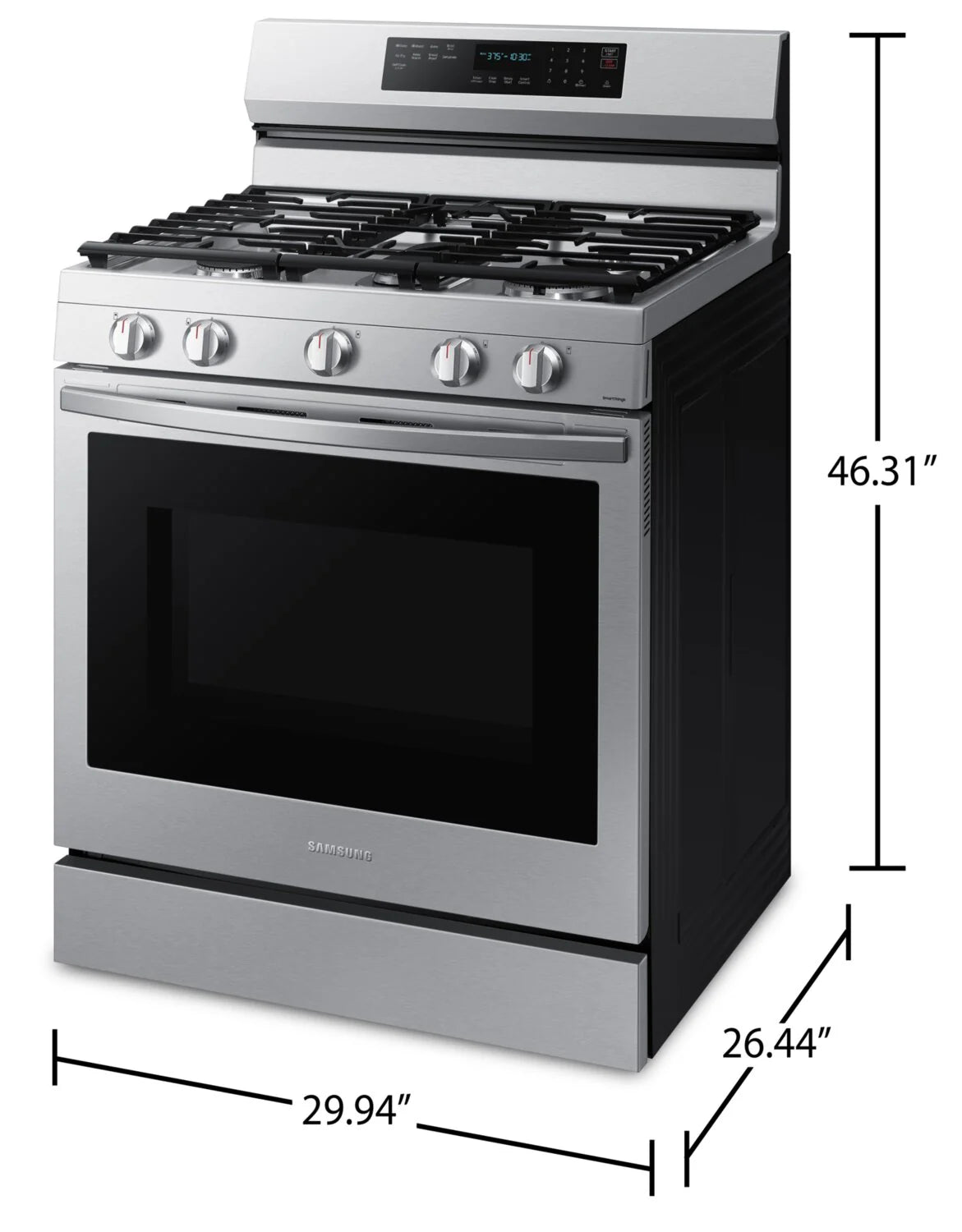 Cuisinière Samsung 30" 6 pi³ Gaz Conv. Véritable & Friture à Air Inox NX60A6711SS