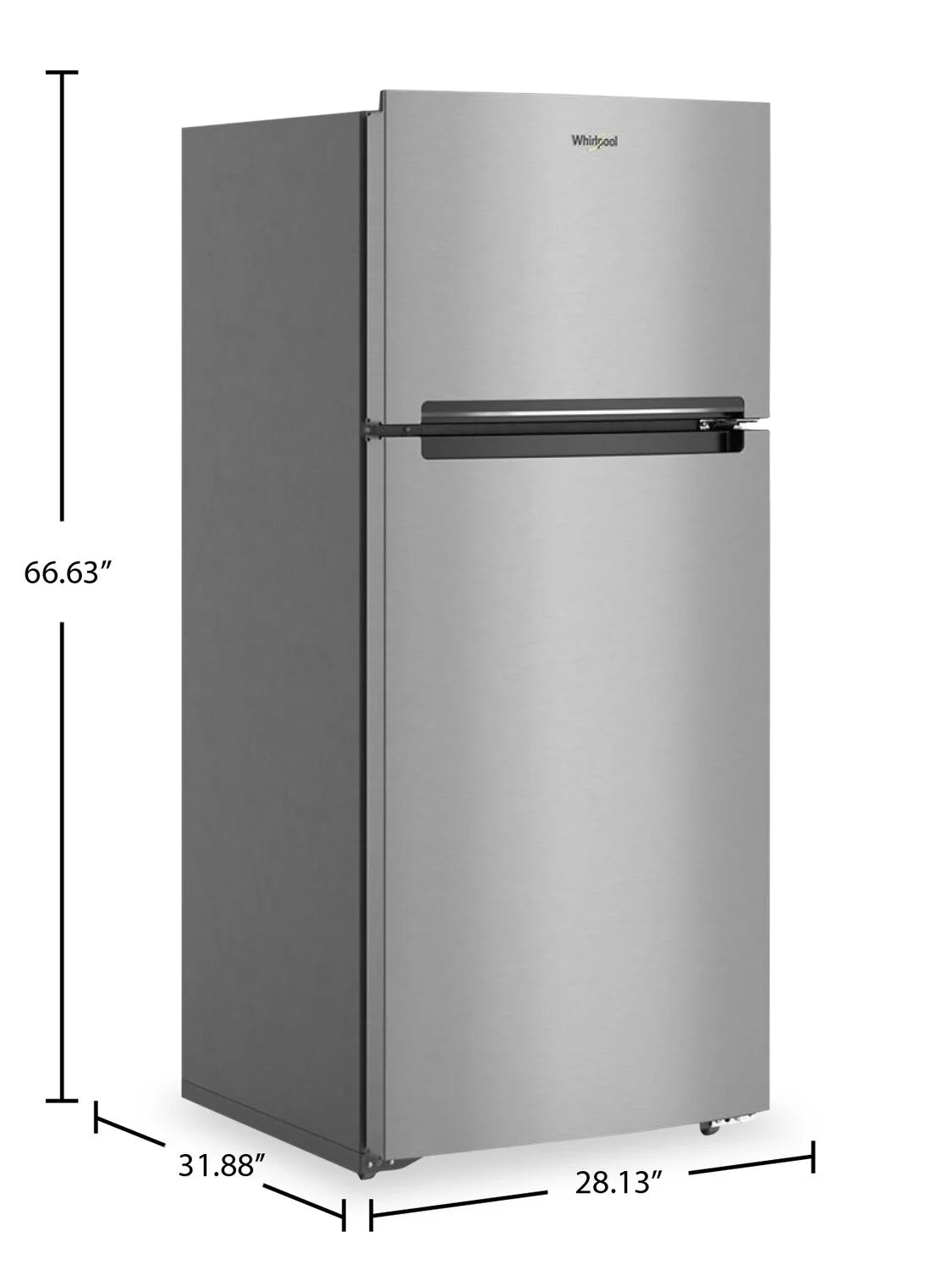 Réfrigérateur Whirlpool WRTX5328PM inox congélateur supérieur 28 po 16,3 pi³
