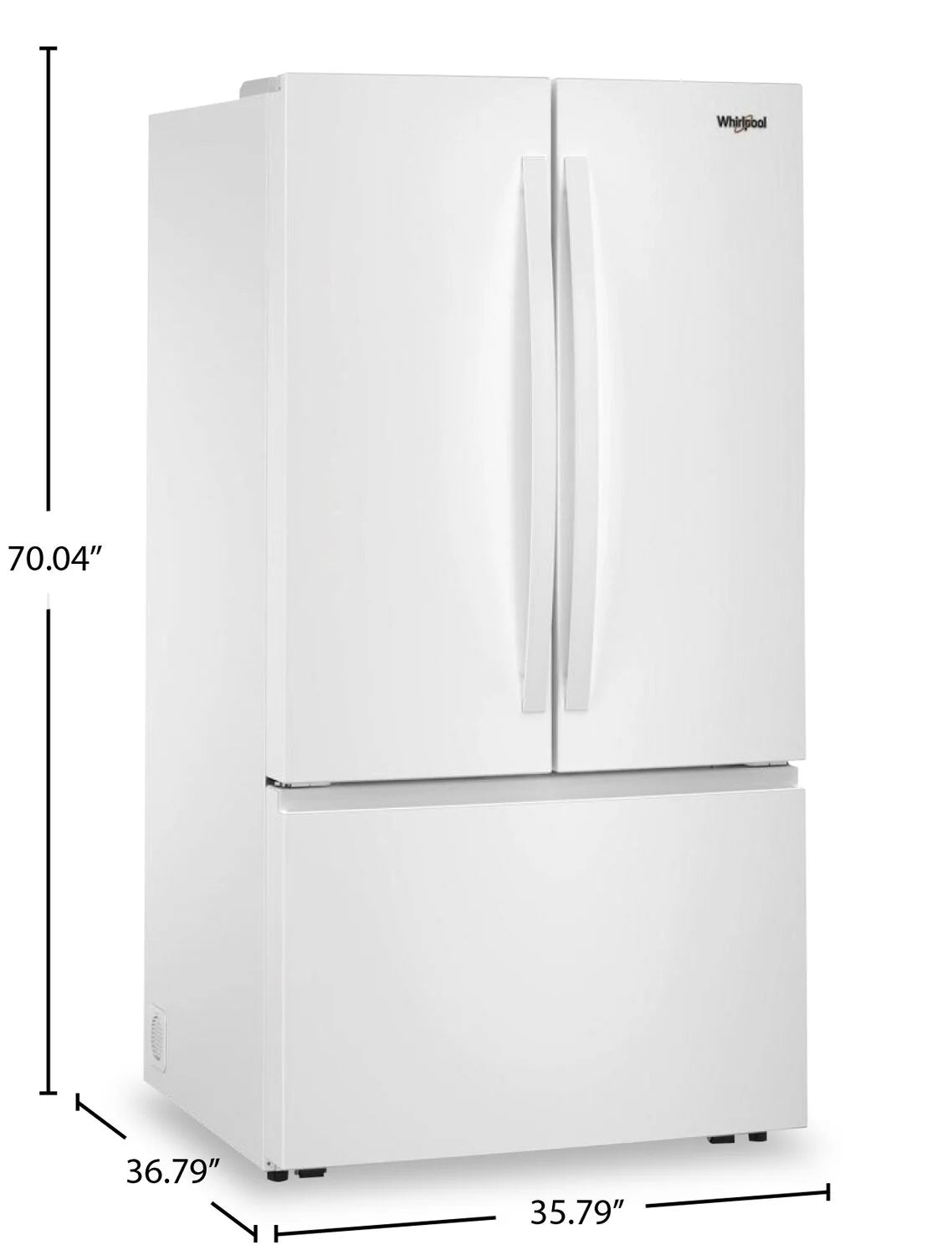 Réfrigérateur Whirlpool 31 pi³ Portes Françaises 36" Blanc