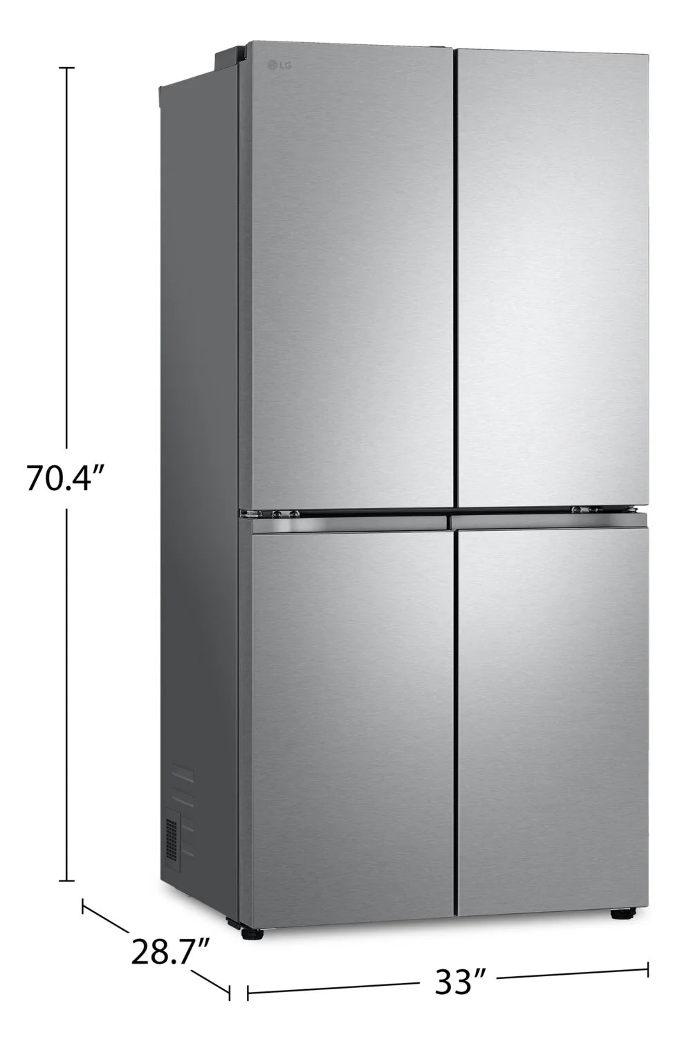 LG 19 cu. ft. 33-inch Counter Depth 4-Door French Door Refrigerator in Stainless Steel