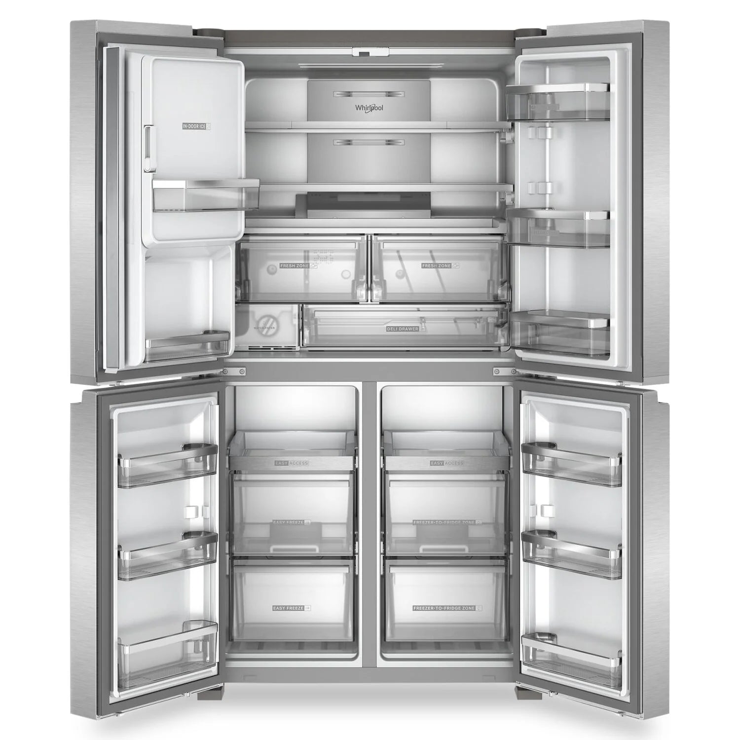 Réfrigérateur Whirlpool 19 pi³ 4 Portes 36" Inox Comptoir