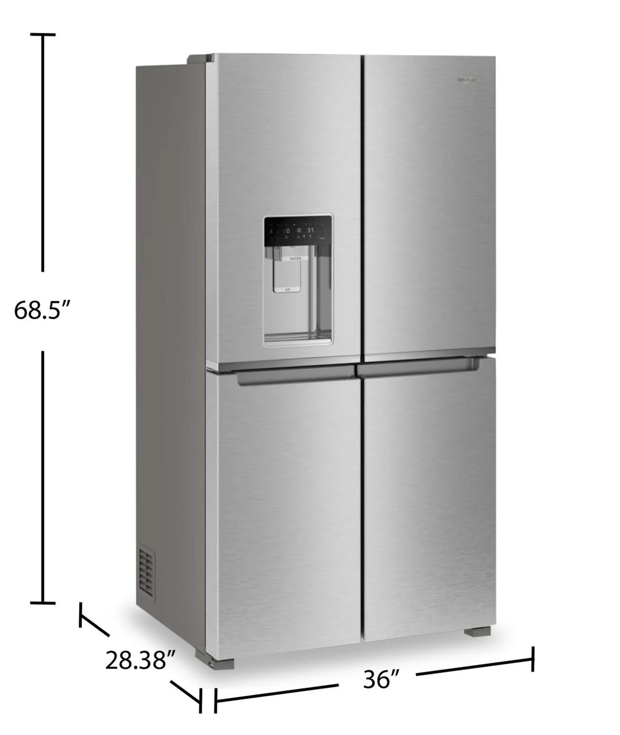Réfrigérateur Whirlpool 19 pi³ 4 Portes 36" Inox Comptoir